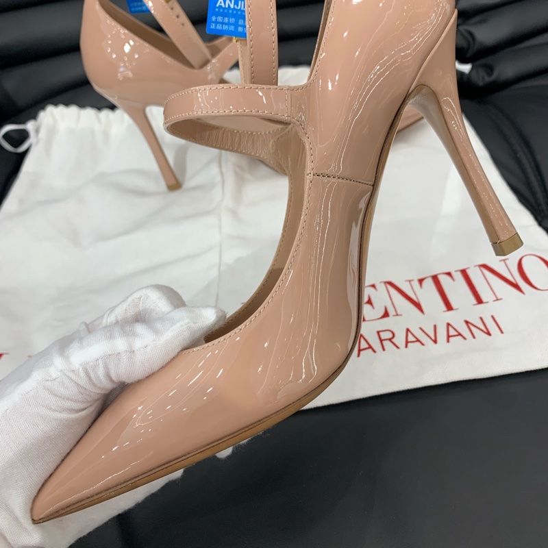 98新VALENTINO/華倫天奴 裸粉色漆皮高跟鞋 36.5碼 10cm高跟-3