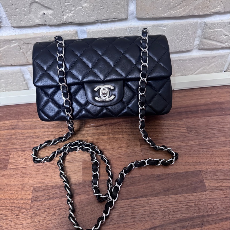 Chanel coco20 黑銀 防刮羊皮芯片台灣購證-5