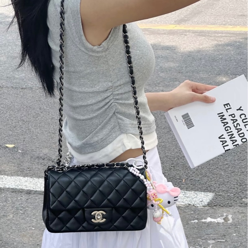 Chanel coco20 黑銀 防刮羊皮芯片台灣購證-7