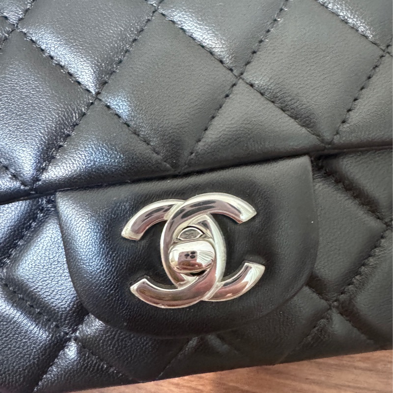Chanel coco20 黑銀 防刮羊皮芯片台灣購證-14