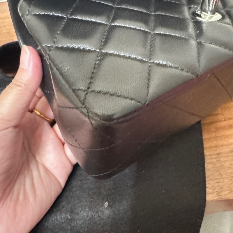 Chanel coco20 黑銀 防刮羊皮芯片台灣購證-24