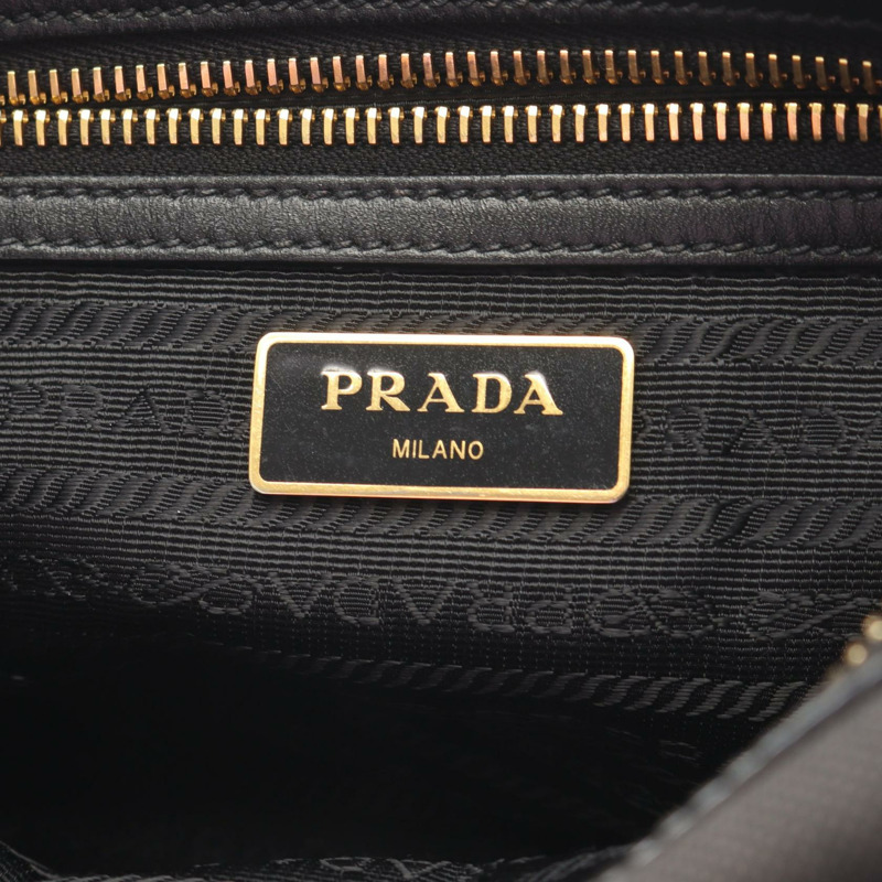 PRADA LOGO JACQUARD Logo 肩挎包 1BH089 帆布皮革 黑色 二手-3