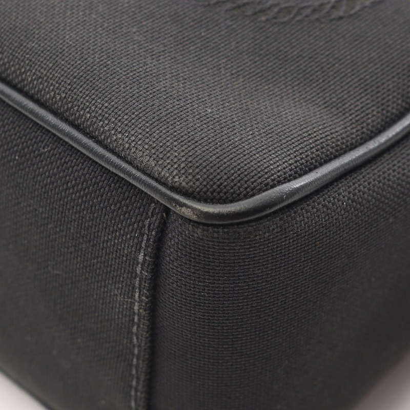 PRADA LOGO JACQUARD Logo 肩挎包 1BH089 帆布皮革 黑色 二手-4