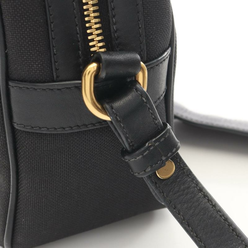 PRADA LOGO JACQUARD Logo 肩挎包 1BH089 帆布皮革 黑色 二手-6