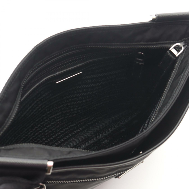 PRADA TESSUTO SAFFI 肩斜背包 2VH251 尼龍 Saffiano 皮革 黑色-2