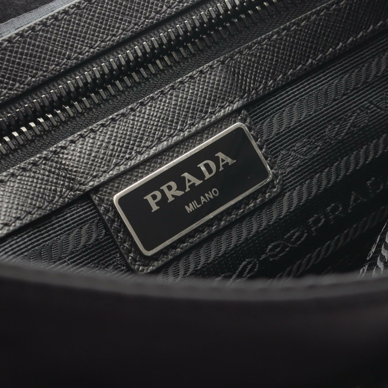 PRADA TESSUTO SAFFI 肩斜背包 2VH251 尼龍 Saffiano 皮革 黑色-3