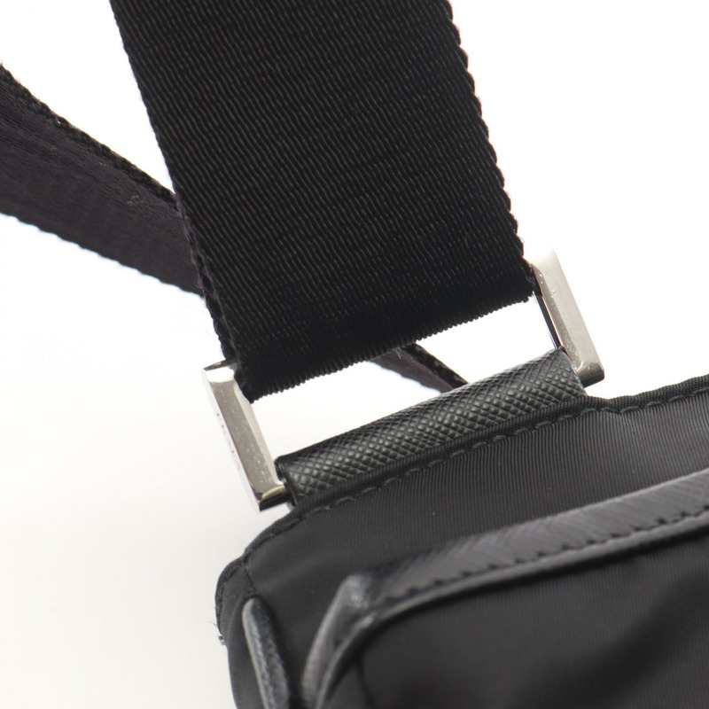 PRADA TESSUTO SAFFI 肩斜背包 2VH251 尼龍 Saffiano 皮革 黑色-6