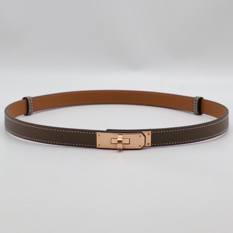 HERMES Kelly釦腰帶 - 灰玫瑰金-0