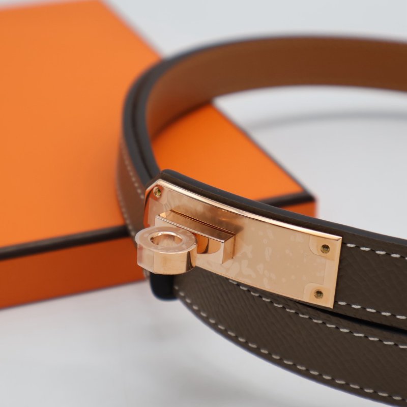 HERMES Kelly釦腰帶 - 灰玫瑰金-3