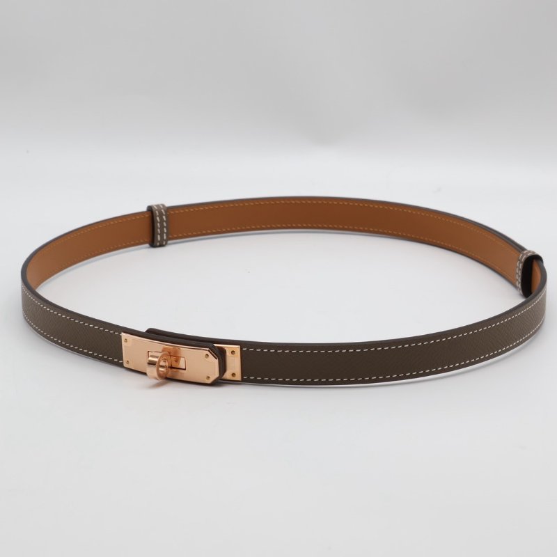 HERMES Kelly釦腰帶 - 灰玫瑰金-7