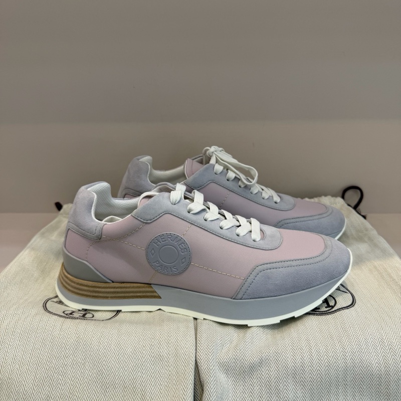 閒置新HERMES 愛馬仕 Drive 低幫 生活休閒鞋 女款 粉灰,38碼粉色拼灰色的休閒鞋-1