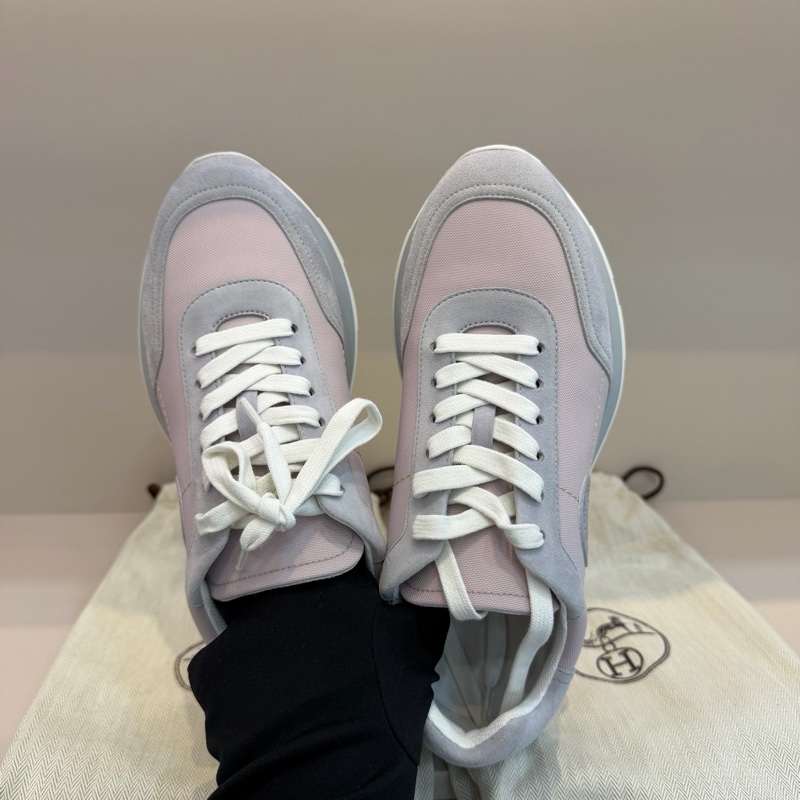 閒置新HERMES 愛馬仕 Drive 低幫 生活休閒鞋 女款 粉灰,38碼粉色拼灰色的休閒鞋-6