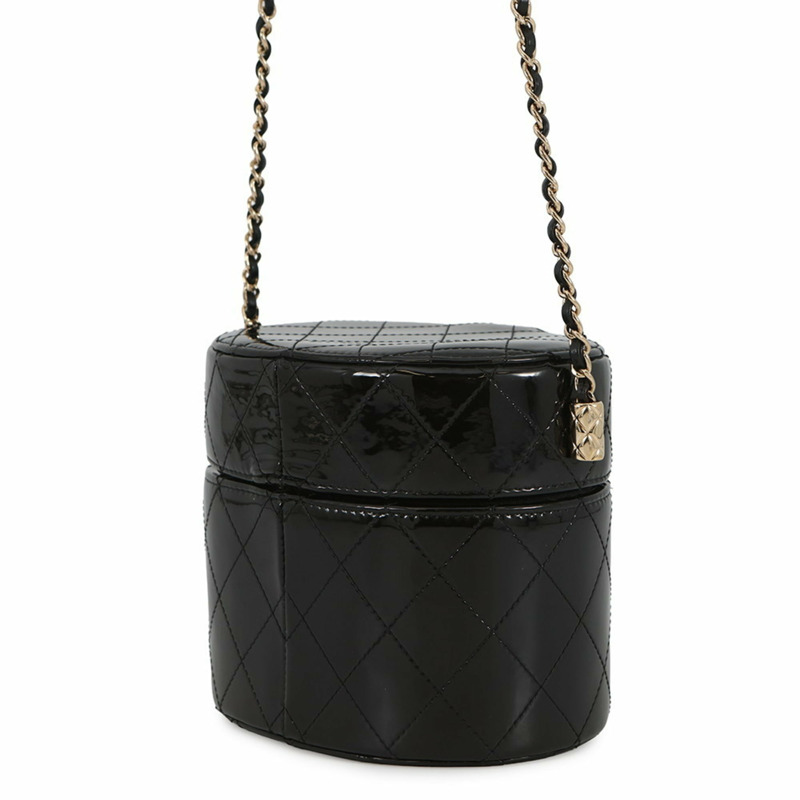香奈兒鏈條單背包，Coco Mark，Matelasse Vanity，漆皮琺瑯，AP1616，黑色-1
