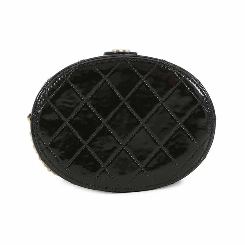 香奈兒鏈條單背包，Coco Mark，Matelasse Vanity，漆皮琺瑯，AP1616，黑色-2