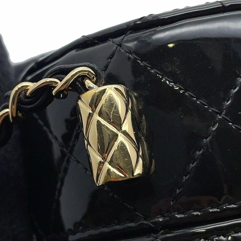 香奈兒鏈條單背包，Coco Mark，Matelasse Vanity，漆皮琺瑯，AP1616，黑色-9
