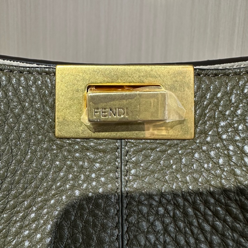 FENDI芬迪 Peekaboo X-LITE托特包 中号 灰绿色-5