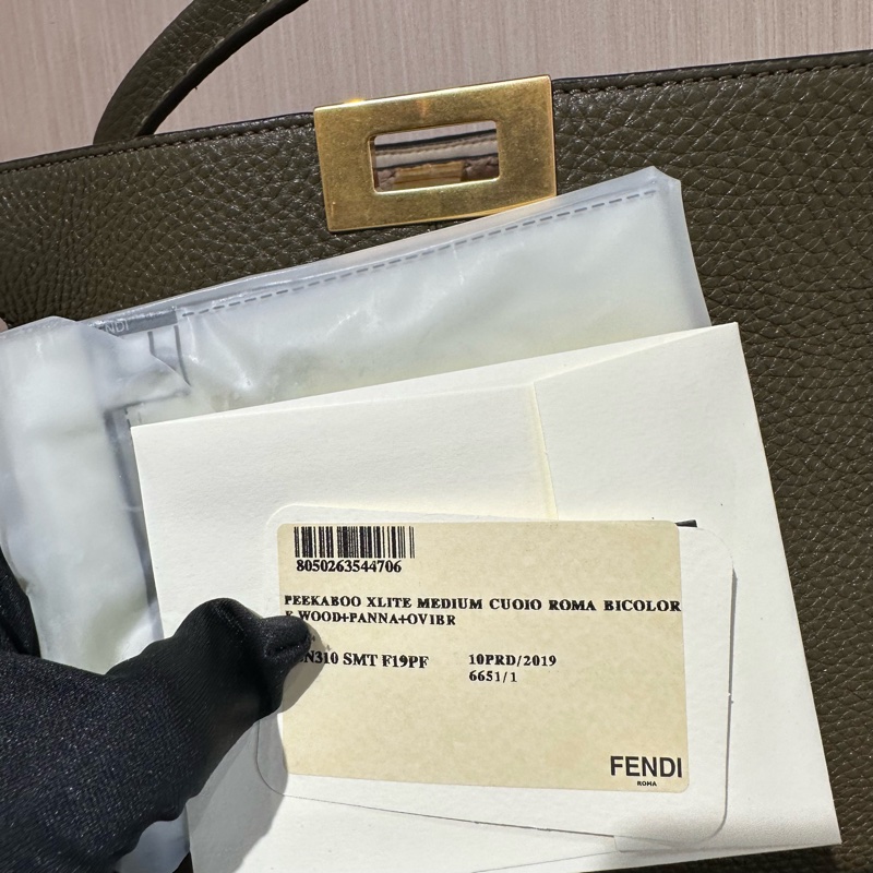 FENDI芬迪 Peekaboo X-LITE托特包 中号 灰绿色-8