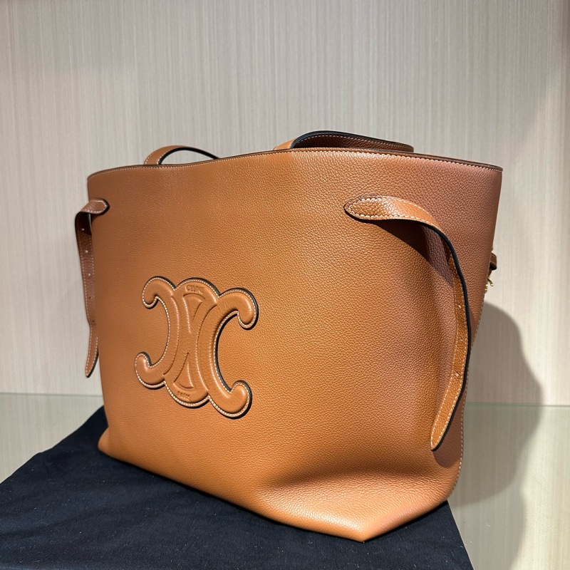 CELINE赛琳 牛皮托特包 中号 咖色-2