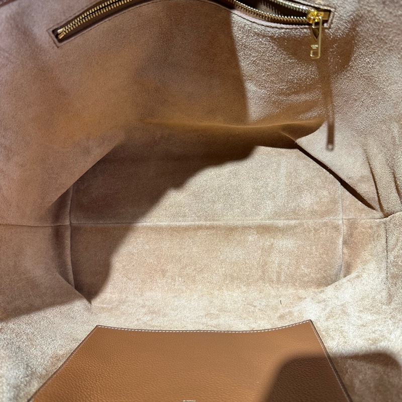 CELINE赛琳 牛皮托特包 中号 咖色-5