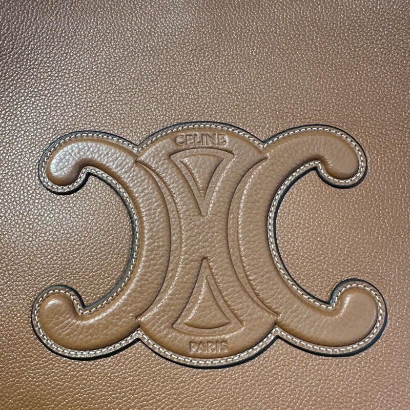 CELINE赛琳 牛皮托特包 中号 咖色-8