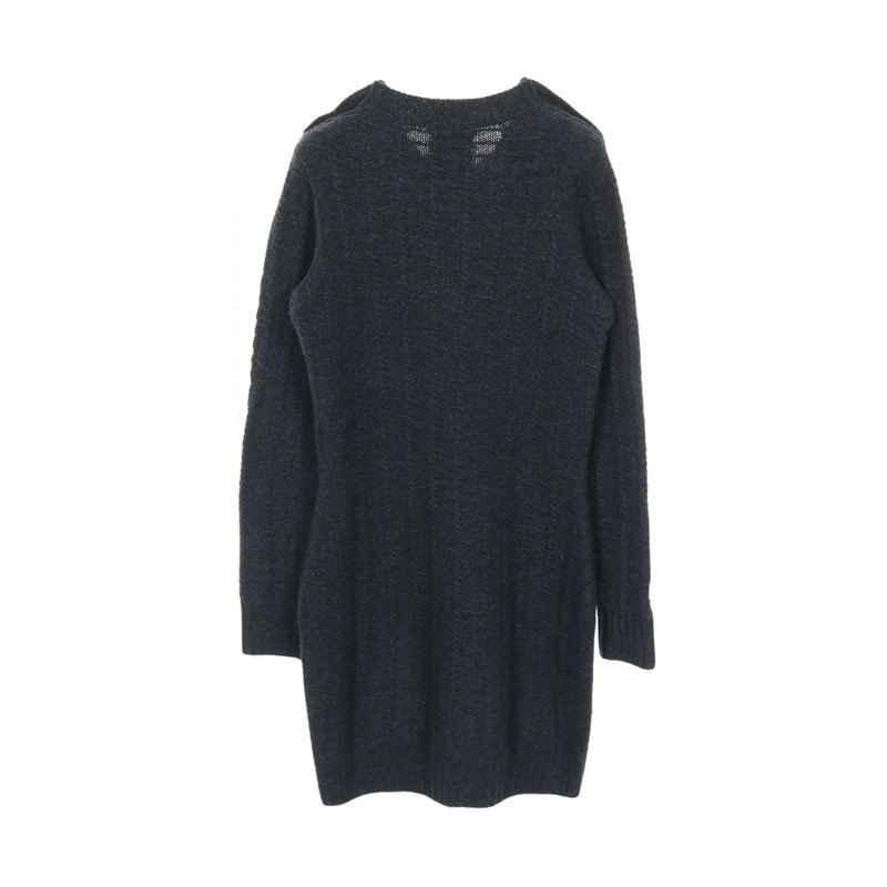 香奈兒 COCO 標誌紐帶連身裙 P75622K10839 羊毛羊絨混紡海軍藍二手 #34 女士 CC-1