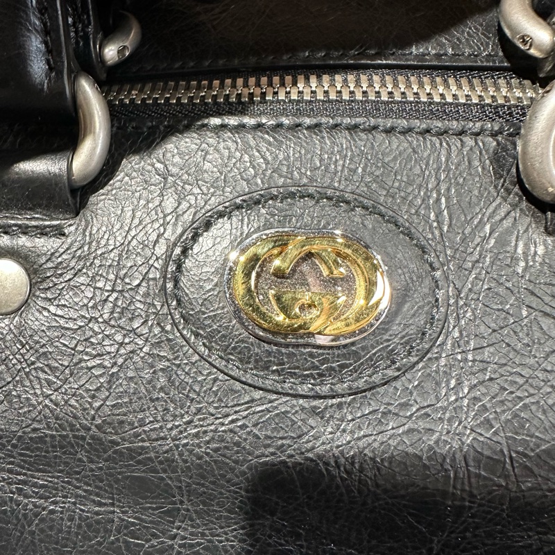 GUCCI古驰 互扣式双G书包背包双肩 黑色-6