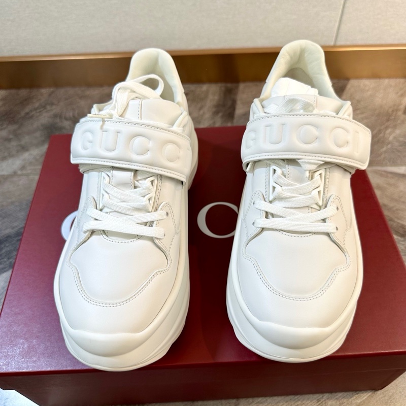 全新Gucci 古馳Wave字母魔術貼老爹鞋休閒鞋白色36.5碼-0