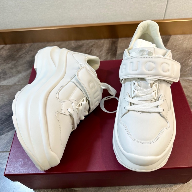 全新Gucci 古馳Wave字母魔術貼老爹鞋休閒鞋白色36.5碼-1