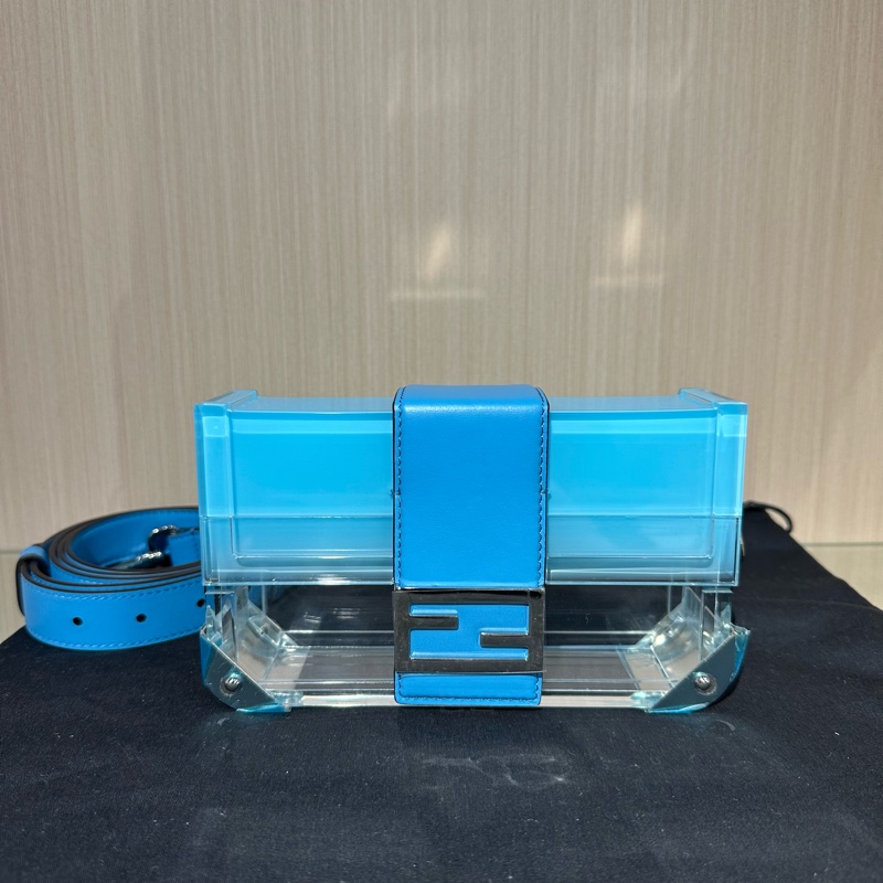 Fendi芬迪 亚克力 渐变透明盒子 斜挎包 蓝色-0