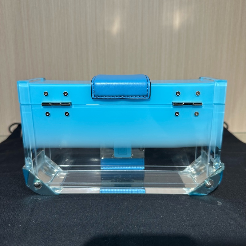 Fendi芬迪 亚克力 渐变透明盒子 斜挎包 蓝色-3