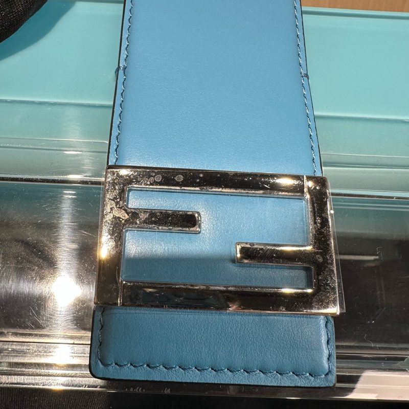 Fendi芬迪 亚克力 渐变透明盒子 斜挎包 蓝色-5