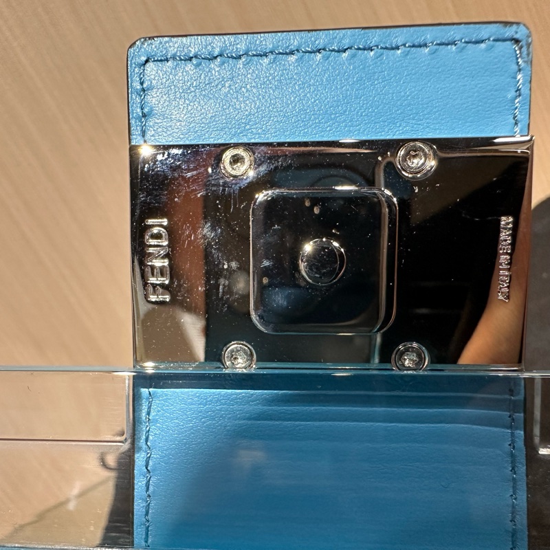 Fendi芬迪 亚克力 渐变透明盒子 斜挎包 蓝色-6