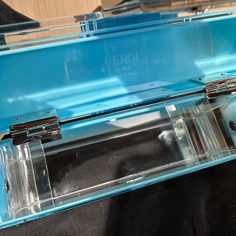 Fendi芬迪 亚克力 渐变透明盒子 斜挎包 蓝色-7