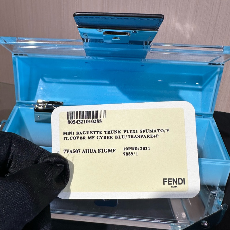 Fendi芬迪 亚克力 渐变透明盒子 斜挎包 蓝色-8