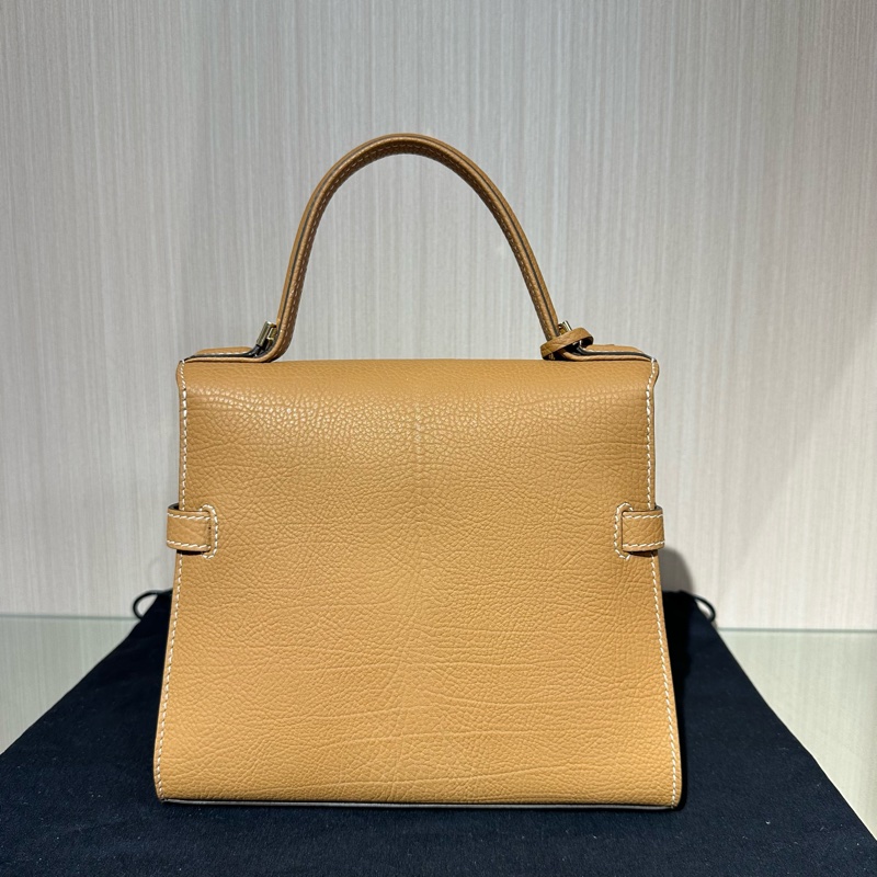 Delvaux Tempête金扣小牛皮 手提单肩斜挎包奶茶色-3