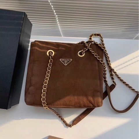 絕美極品！Prada 麂皮金棕降落傘「小號」