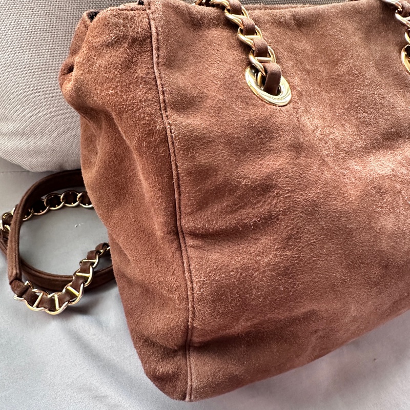 絕美極品！Prada 麂皮金棕降落傘「小號」-7