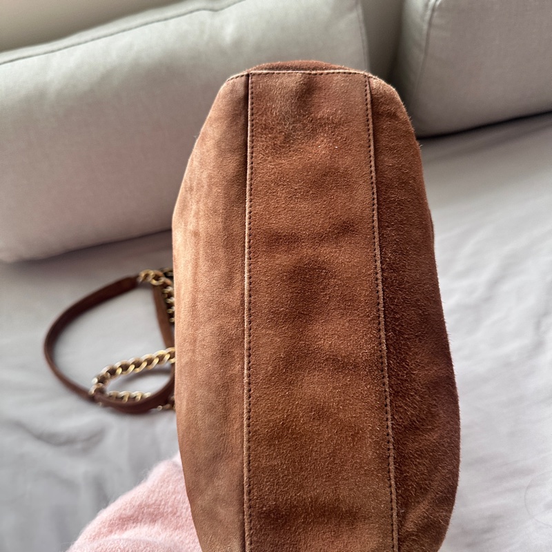 絕美極品！Prada 麂皮金棕降落傘「小號」-8