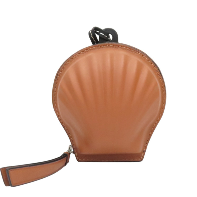 棕色牛皮 貝殼 拉鍊 零錢包 111.10.161【LOEWE 羅威】 111.10.161-0