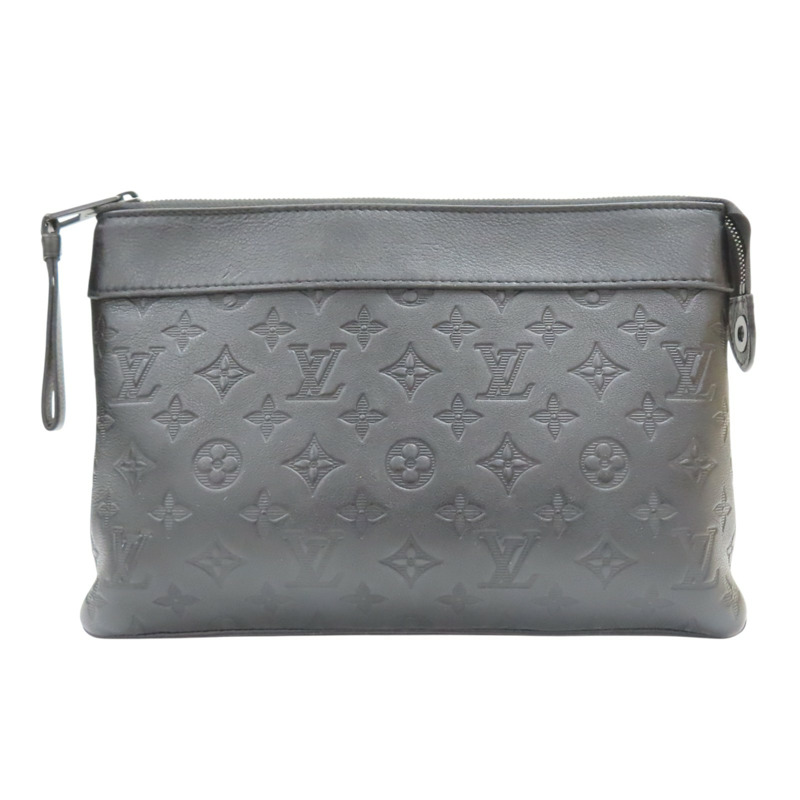 黑色 原花壓紋牛皮 Pochette Voyage Soup 手拿包【LOUIS VUITTON LV 路易威登】 M82545-1