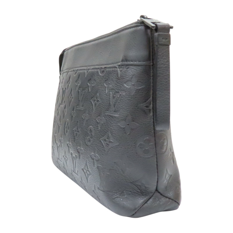 黑色 原花壓紋牛皮 Pochette Voyage Soup 手拿包【LOUIS VUITTON LV 路易威登】 M82545-2