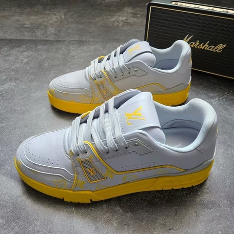 98新LOUIS VUITTON 路易威登 LV TRAINER 灰黃 6.5碼/40.5碼