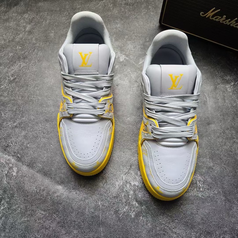 98新LOUIS VUITTON 路易威登 LV TRAINER 灰黃 6.5碼/40.5碼-1