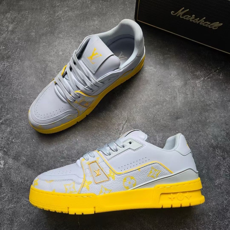98新LOUIS VUITTON 路易威登 LV TRAINER 灰黃 6.5碼/40.5碼-3