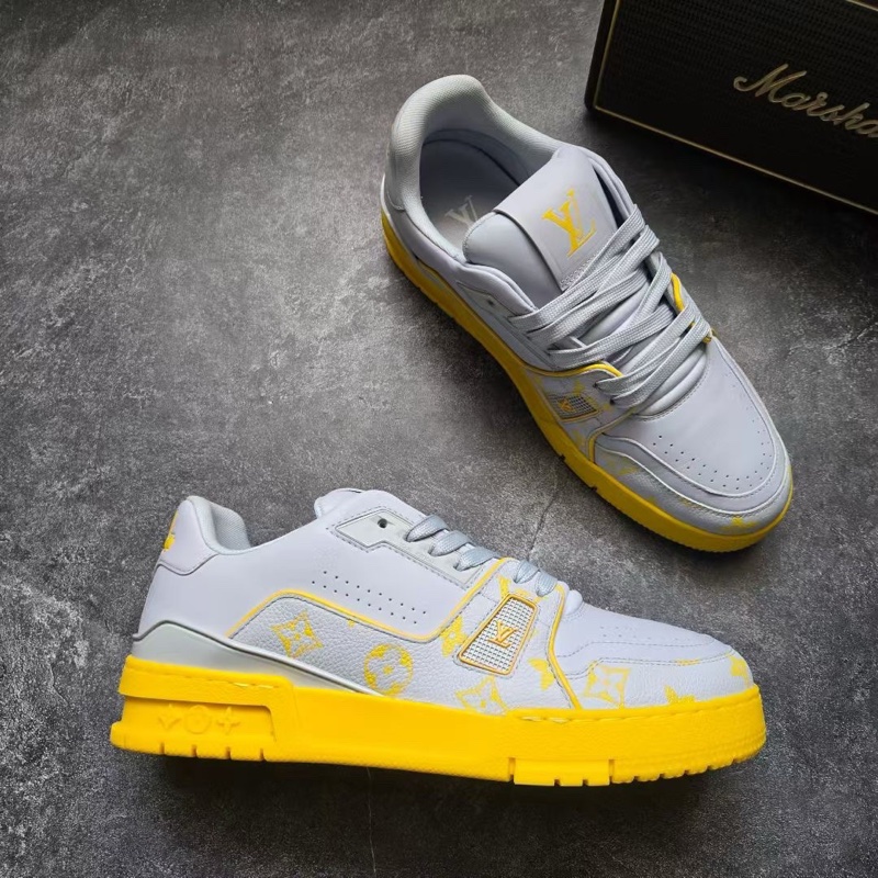 98新LOUIS VUITTON 路易威登 LV TRAINER 灰黃 6.5碼/40.5碼-4