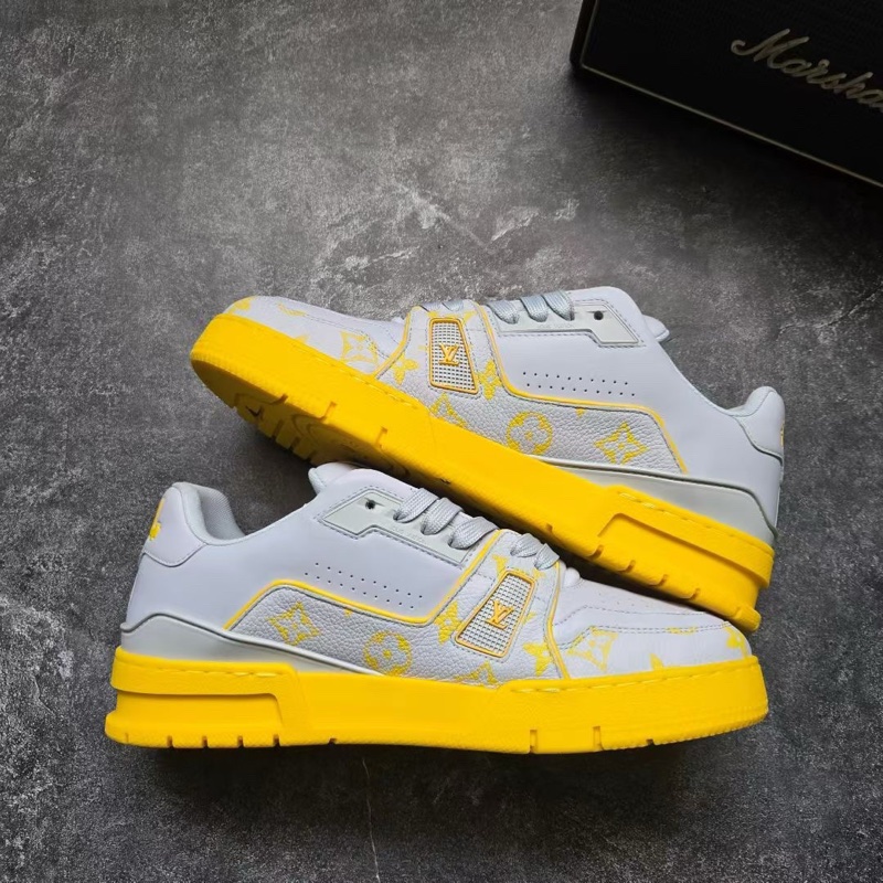 98新LOUIS VUITTON 路易威登 LV TRAINER 灰黃 6.5碼/40.5碼-5