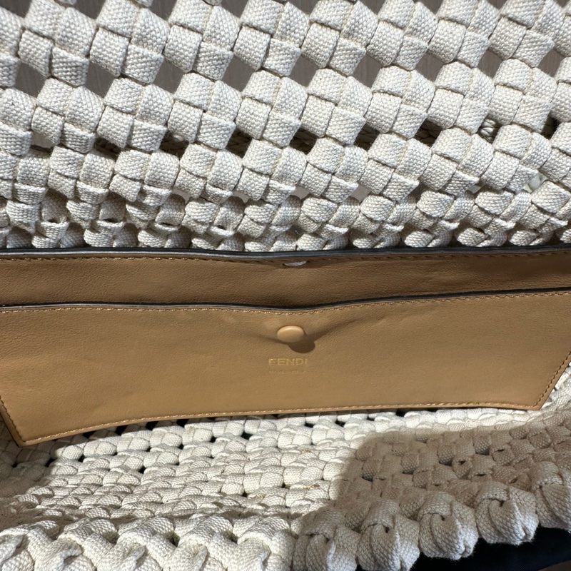 FENDI 芬迪 编织 法棍包 肩背包 中号 白色-7