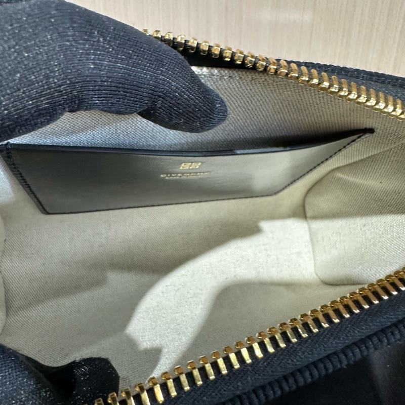 紀梵希 壓紋刺繡 帆布 單肩包 黑色-7