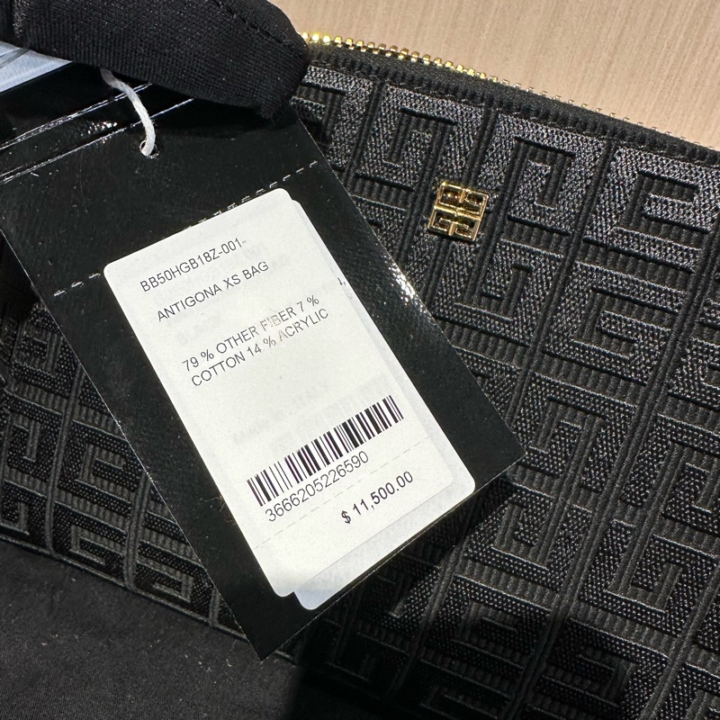 紀梵希 壓紋刺繡 帆布 單肩包 黑色-8