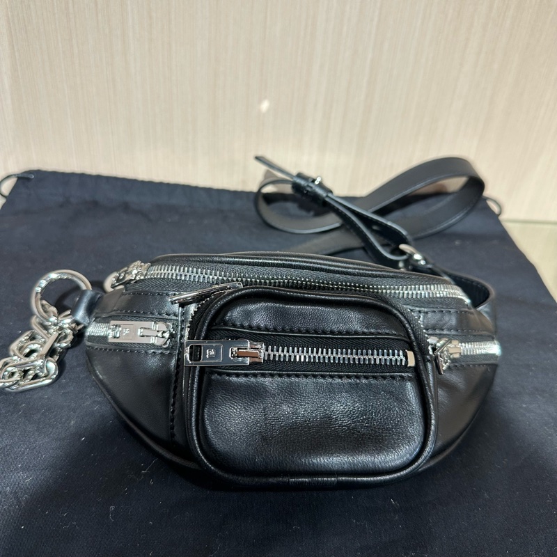 alexander wang亞歷山大王 斜挎包腰包 迷你 黑色-0